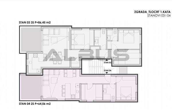 Stan: novogradnja trosobni stan, 1. kat,Sukošan 86.00 m2, 30 m od mora